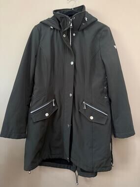 GUESS Hooded Softshell Parka Jacket Coat Olive Green Size L